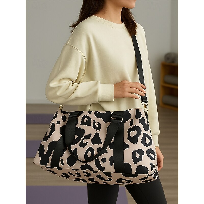 Women's Waterproof Leopard Print Travel Duffel Bag – Large Capacity, Scratch-Resistant, Stylish Shoulder Tote for Gym, Beach and Weekend Getaways3