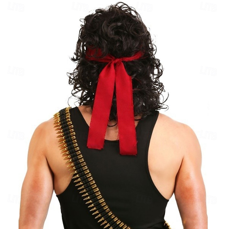 Rambo Adult John Rambo Wig – Synthetic Hair for Movie Cosplay, Halloween & Action Hero Costume Parties2