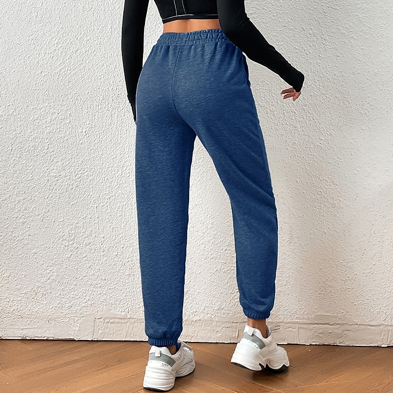 Women's Harem Pants Sports Sweatpants with Pockets Tummy Control Gym Volleyball Workout Bottoms Solid Color Black Blue Grey Cotton Fall Sports Activewear2