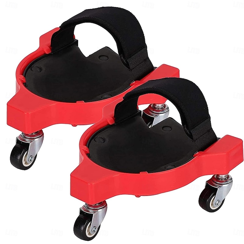 1 Pair Rolling Knee Creeper Pads and Tool Tray with 3 Swivel Casters & Adjustable Strap Full 360 Degree Turn Capability for Home Workshop Auto Repairing Maintaining