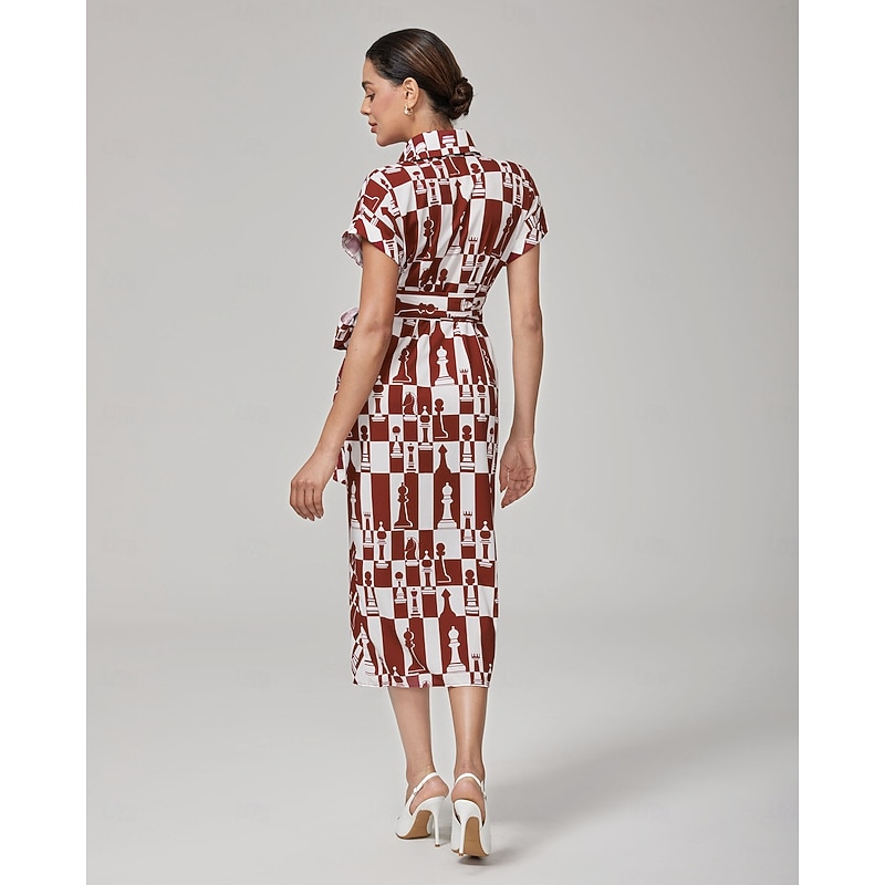 Retro Geometric Reverse Pleat Dress3