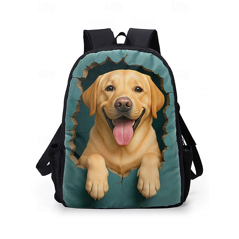 Kid's Cartoon Dog Print School Backpack – Double-Layer Large Capacity, Lightweight Bookbag for Boys, Perfect for Elementary School & Back to School Season