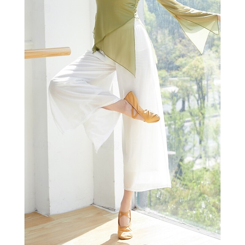 Women's Wide Leg Slacks Streetwear Casual Full Length Natural Plain Elastic Waist Mesh Soft Street Daily Wear Weekend claret Gray Green Lake blue Black Fall Regular Fit3