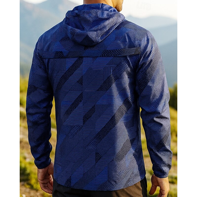 Men's Windbreaker Softshell Jacket Hardshell Jacket Outdoor Waterproof Windproof Hiking Outfits Hiking Clothes Spring Autumn / Fall Top Camping / Hiking / Caving Running Solid Color Red Blue2