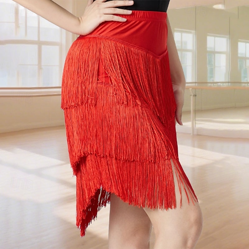 Latin Dance Skirts Tassel Women's Performance Daily Wear High POLY4