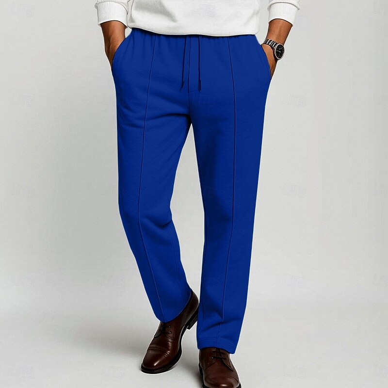 Men's Sweatpants Joggers Trousers Straight Leg Sweatpants Pleated Pants Elastic Waist Drawstring Plain Comfort Soft Full Length Outdoor Daily Going out Vacation Fashion Black White4