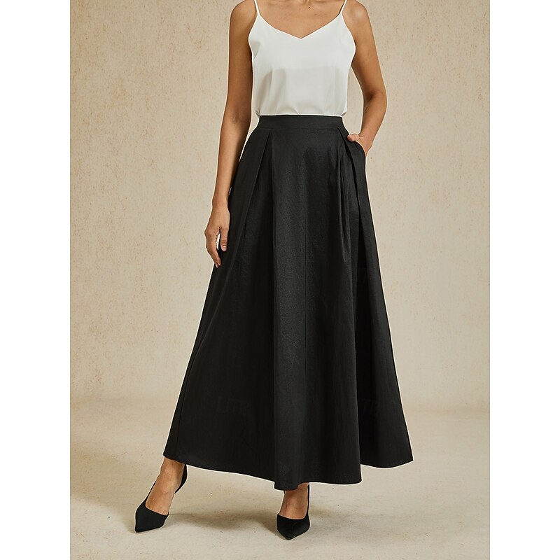 Women's Skirt Elegant Vintage Long Shiny Maxi High Waist Skirts Stretchy Black Summer Nylon Spandex4