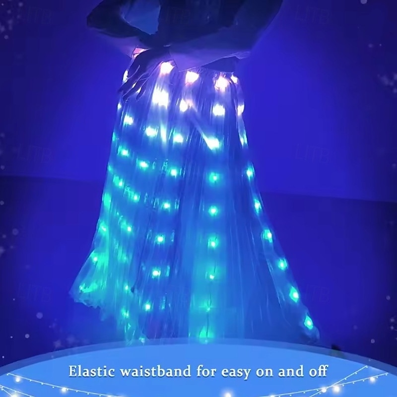 New LED Dance Skirt for Adult Belly Dance Performance Props White Light Luminous Dancewear Halloween Party Dance Stage Costumes2