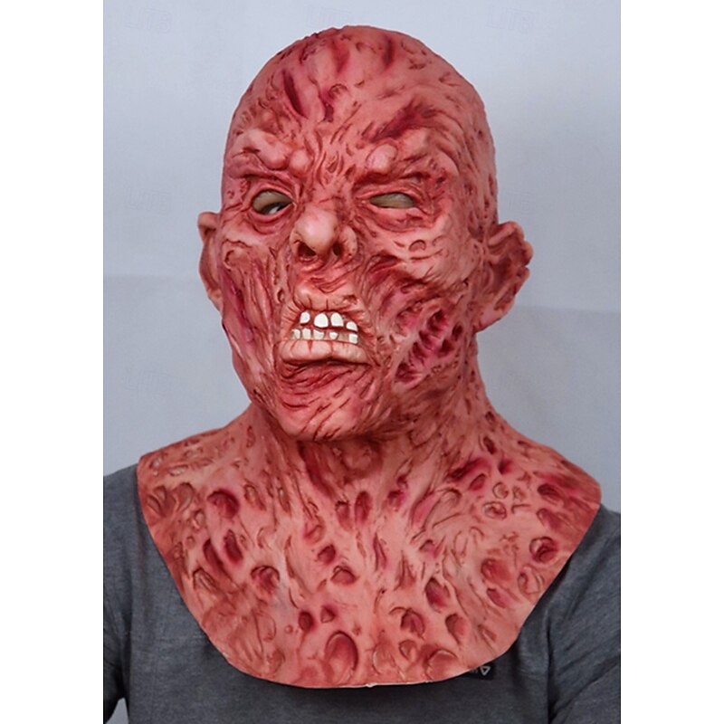 Halloween Freddy Mask for Adults, Realistic Scary Movie Latex Face Mask, Full Head Horror Mask for Cosplay, Costume Party, and Haunted House Decor