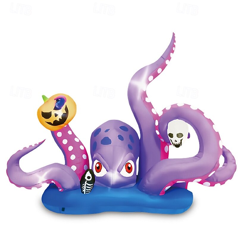 Giant Halloween Octopus Inflatable with Pumpkin and Skull LED Outdoor Decor4