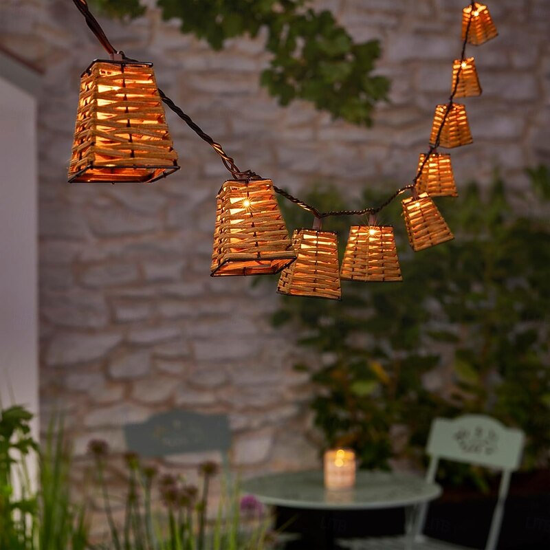 Rattan Decorative String Lights Boho String Lights with 20 Mini Bulbs  Weatherproof Lantern Style Patio Lights for Indoor/Outdoor Home Decor Pergola Porch Party and Backyard4