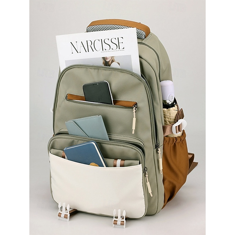 Teenage Sports Backpack – Water-Resistant Travel Backpack with Multiple Compartments, Adjustable Straps, and Stylish Green & Brown Design for School, Outdoor Activities and Daily Commutes3