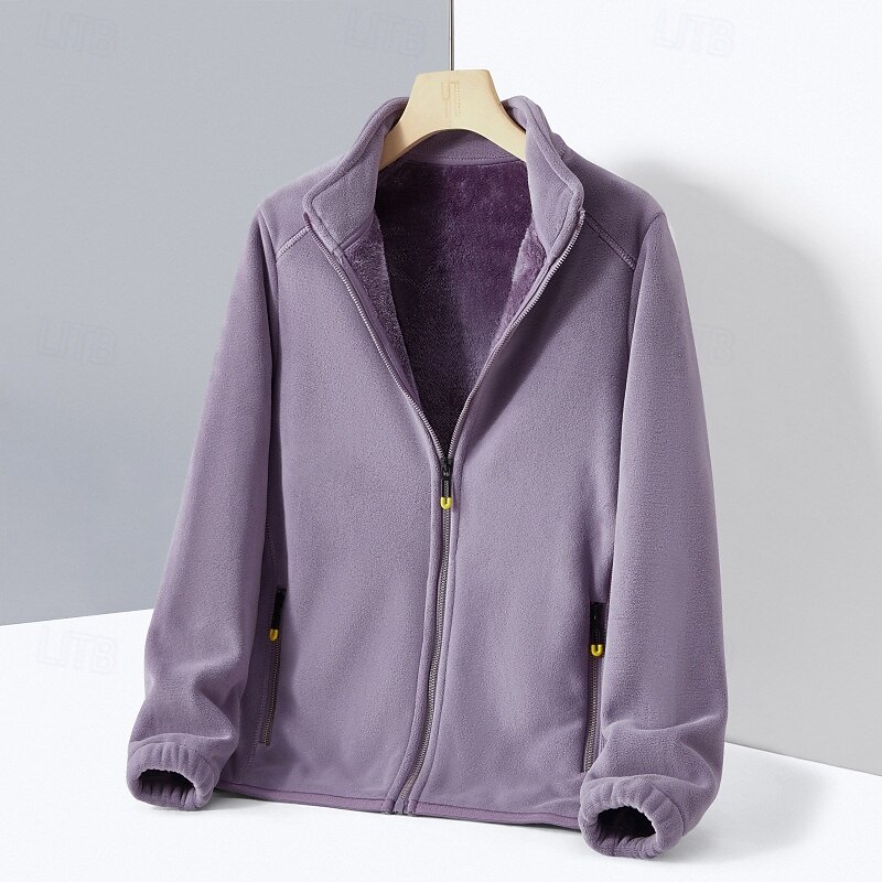 Women's Hiking Jacket Fleece Jacket Thermal Jacket Winter Outdoor Thermal Warm Top White Pink Dark Purple Purple4