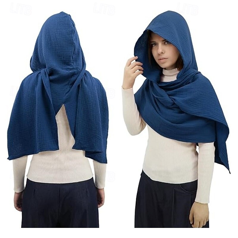 Retro Vintage Medieval Renaissance Scarf Hooded Shawls Viking Ranger Fancy Dress Men's Women's Unisex Viking Halloween Carnival Performance Party LARP Adults Shawl All Seasons