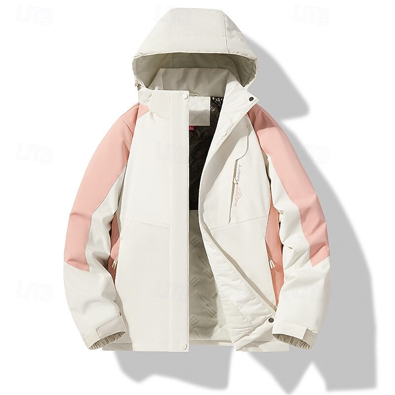 Women's Softshell Jacket Hiking Jacket Thermal Jacket Outdoor Waterproof Windproof Hiking Outfits Hiking Clothes Winter Autumn / Fall Top Camping / Hiking / Caving Running Patchwork White Pink Army4