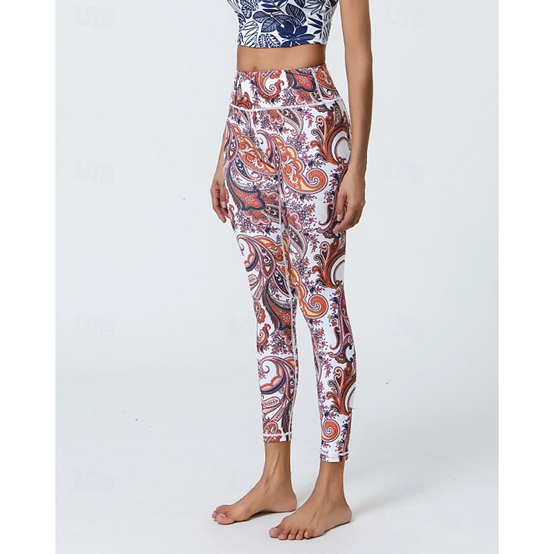 Women's Capri Leggings Yoga Leggings Tummy Control High Waist Gym Athletic Pilates Bottoms Printing Black White Pink Fall Sports Activewear Tight Fit2