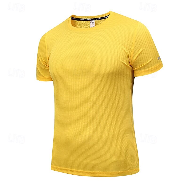 Men's Performance Shirt Sport Tee Shirt Short Sleeve Crew Neck Top Outdoor Quick Dry Sweat wicking anti-odor Breathable Polyester Black White Yellow Tennis Golf Running3