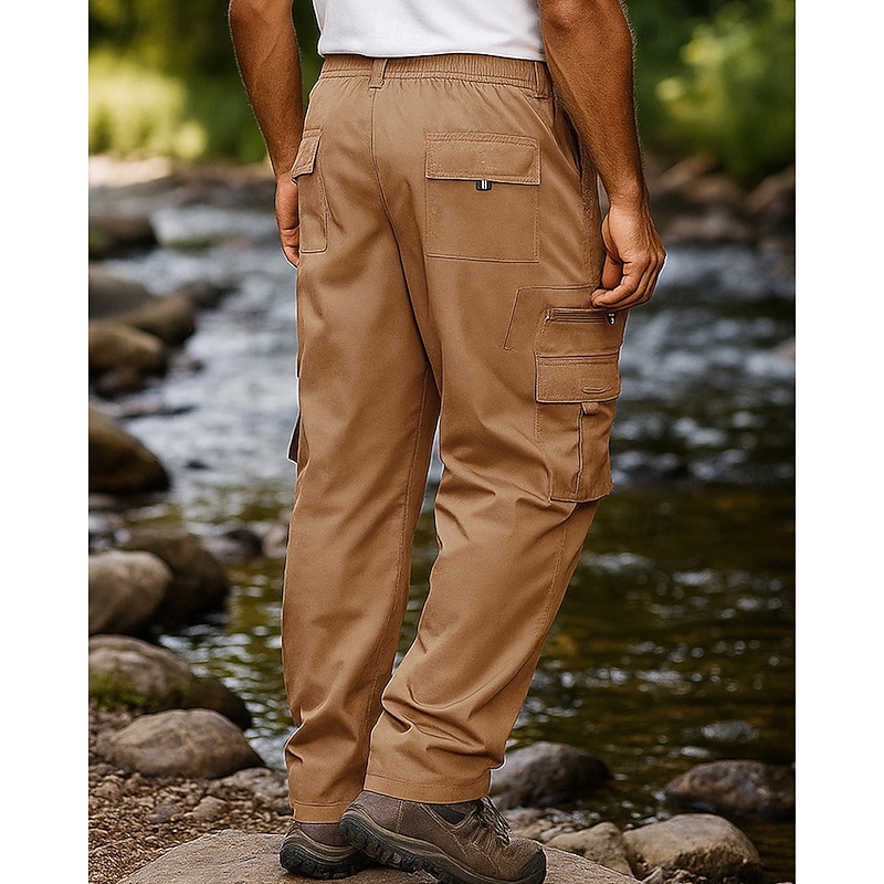 Men's Cargo Pants Hiking Pants Trousers Outdoor Regular Fit Waterproof Windproof Bottoms Pocket Black Army Green Camping / Hiking Running S M L XL XXL2