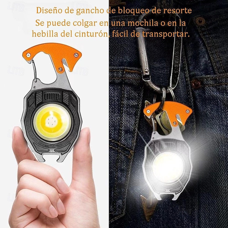 Mini LED Keychain Flashlight, JESWO Rechargeable COB LED Keychain Flashlight, Multi-Function, 550 Lumen Portable Camping Flashlights, 3 Light Modes, for Outdoor Lighting, Backup of Household3