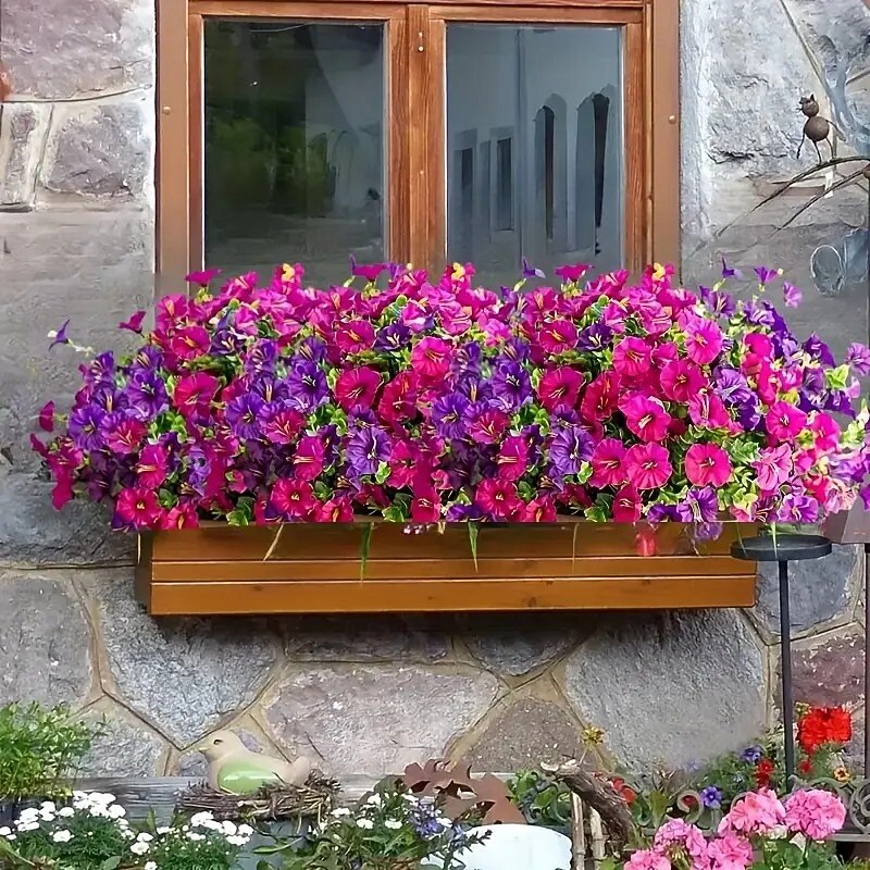 8 bundles of vibrant artificial flowers - UV resistant and non fading artificial flower arrangement colorful artificial flowers suitable for indoor and outdoor decoration perfect for home gardens p3