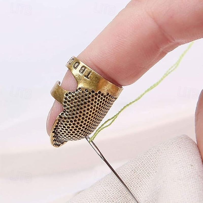 4 Pack Sewing Thimble Finger Protector Adjustable Finger Metal Shield Protector Pin Needles Sewing Quilting Craft Accessories DIY Sewing Tools Needlework(2 Sizes)3