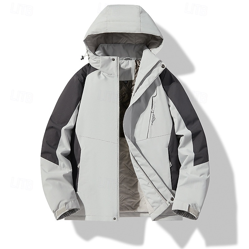 Men's Softshell Jacket Hiking Jacket Thermal Jacket Outdoor Waterproof Windproof Hiking Outfits Hiking Clothes Winter Autumn / Fall Top Camping / Hiking / Caving Running Patchwork Dark Grey Black2