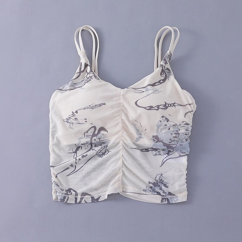 Women's Workout Tank Tops Sports Bra Underwear Medium Support Breathable Wireless Padded Print Sport Activewear Black Pink Gym Fitness Yoga3