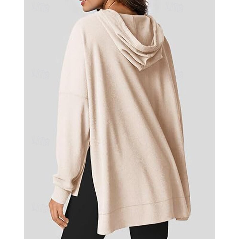 Women's Pullover Hoodie Sweatshirt Hoodies Plain Casual Long Sleeve Hooded Regular Tops Street Going out Pocket Blue Brown Green Beige Gray Fall Winter4