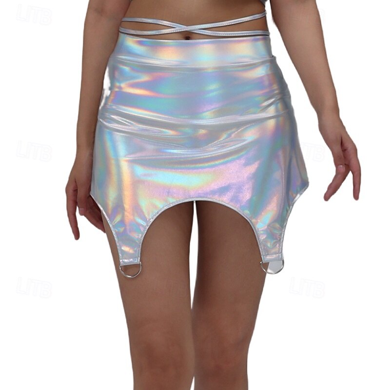 Retro Vintage 1980s Skirt Disco Solid Color Fancy Dress Women's Carnival Costume Halloween Carnival Pride Parade Pride Month Adults' Skirts3