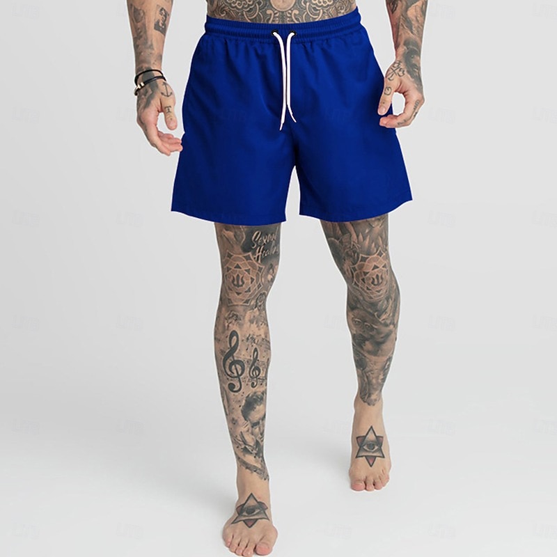 Men's Athletic Shorts Active Shorts Shorts Casual Shorts Drawstring Plain Comfort Breathable Outdoor Daily Going out Fashion Casual Black White3