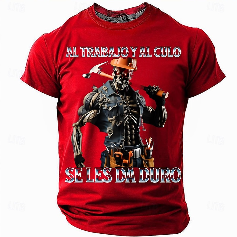 Men's Graphic T-Shirt - 'Work & Ass, We Go Hard' Funny Construction Worker Tee, Short Sleeve