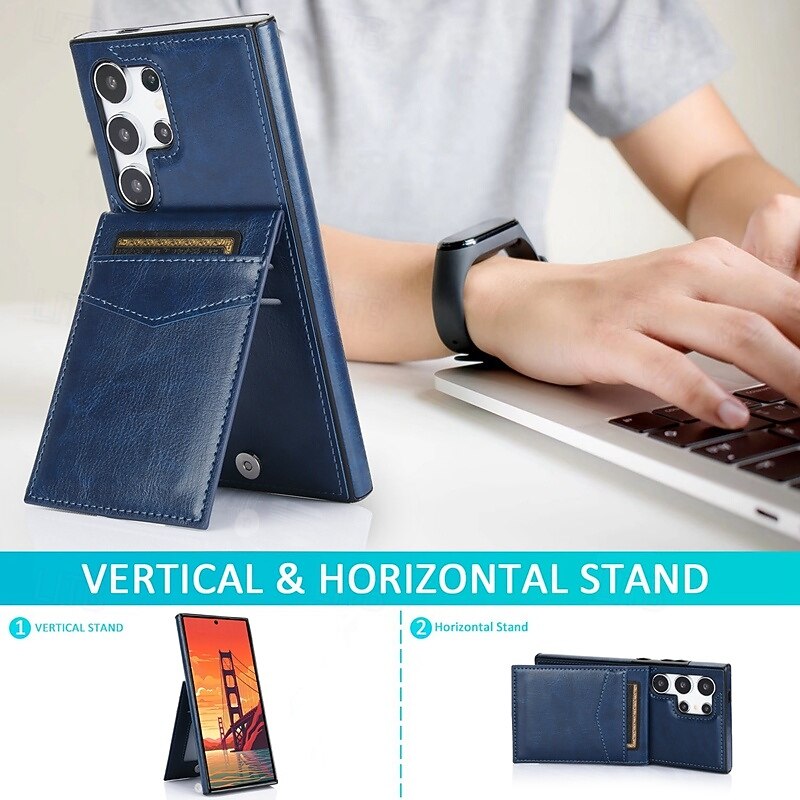 Phone Case For Samsung Galaxy S25 S25 Edge S24 S23 S22 Plus  Ultra S23 FE A55 5G A15 A14 A54 Wallet Case Kickstand Card Slot Shockproof Retro TPU PU Leather2