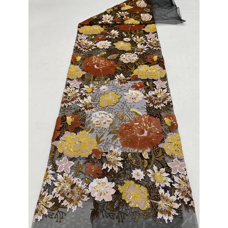 A-Line Evening Gown Embroidered Floral Elegant Dress Formal Wedding Floor Length 3/4 Length Sleeve Crew Neck Pocket Stretch Satin with Glitter2