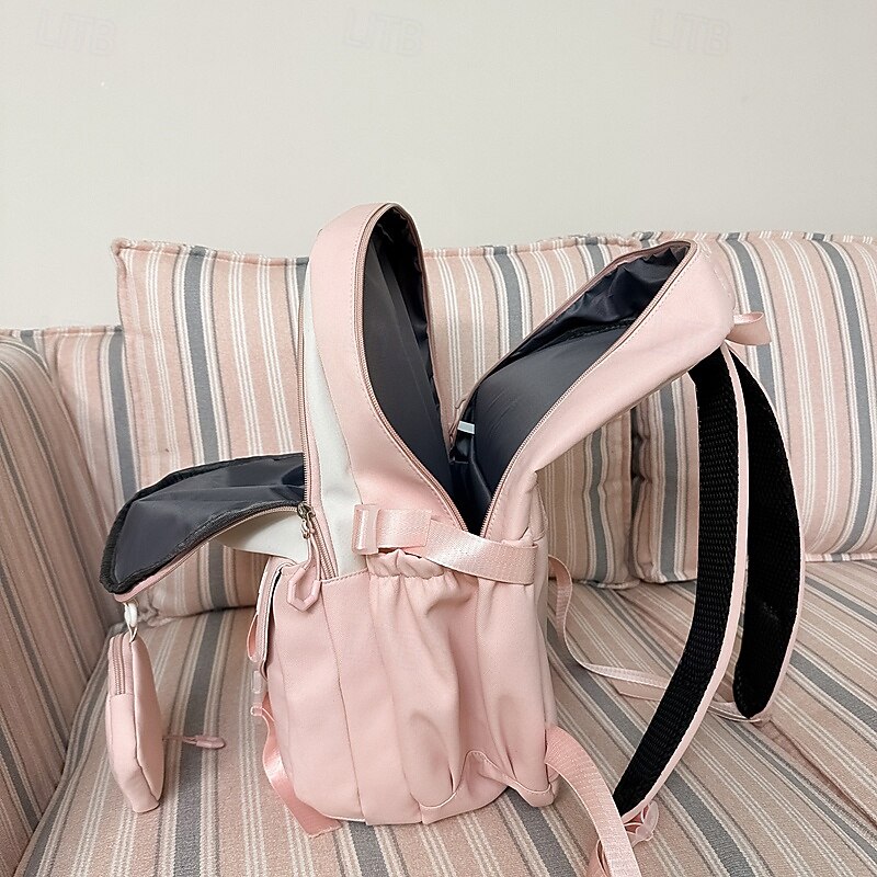 Black and White Teen Backpack with Buckle Strap and Pouch – Stylish School Bag for Middle & High School Students2