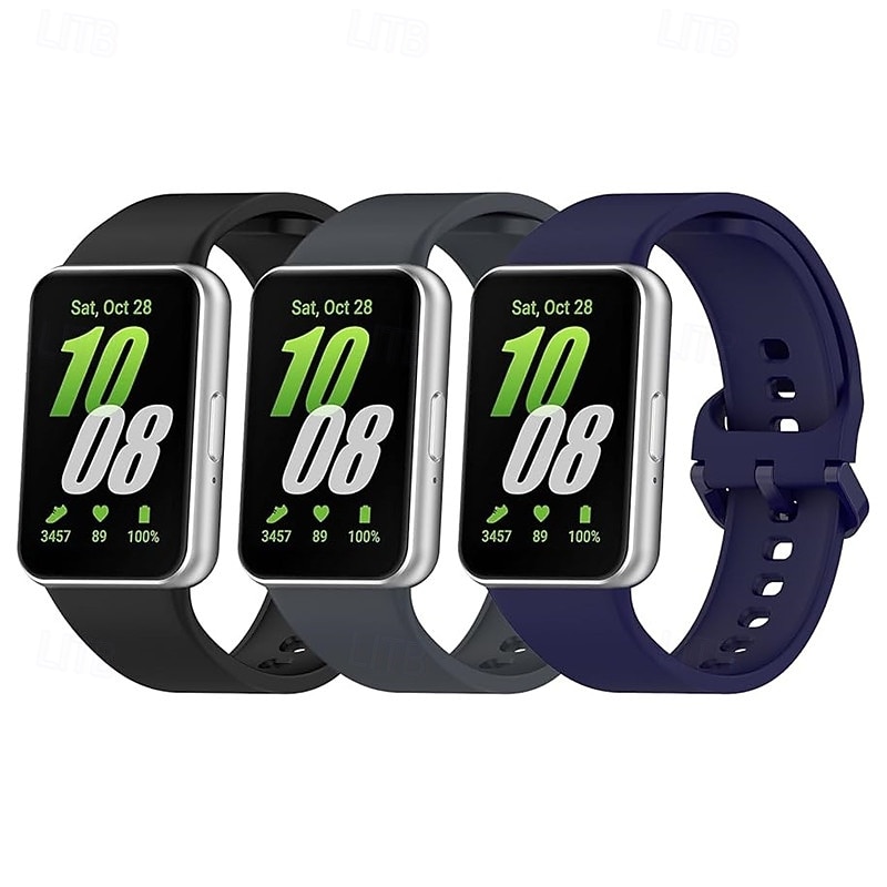 3 Pack Watch Band for Samsung Galaxy Galaxy Fit 3 Silicone Replacement  Strap Cute Sport Band Modern Buckle Wristband