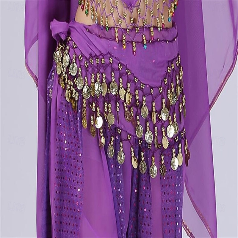 Dance Waist Belt, 3-Row Gold Coin Belly Dance Hip Scarf for Performance & Practice3