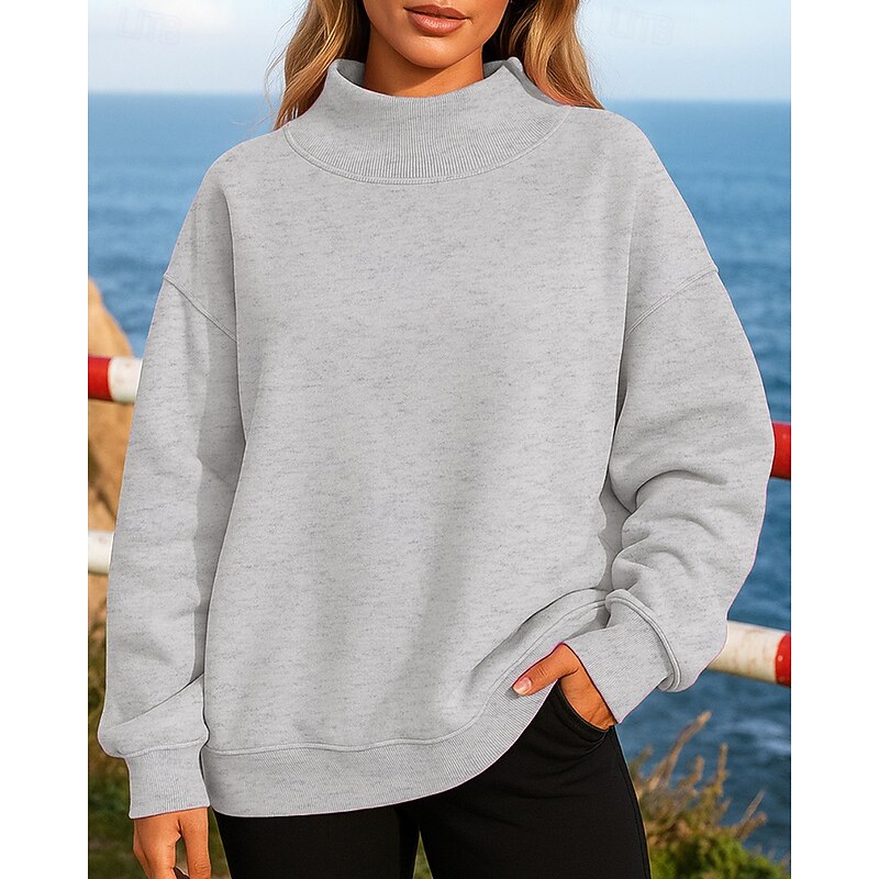 Women's Fleece Sweatshirt Pullover Sweatshirt Long Sleeve Top Athleisure Solid Colored Thermal Warm Windproof Hiking Workout Running Sportswear Activewear Black White Pink4