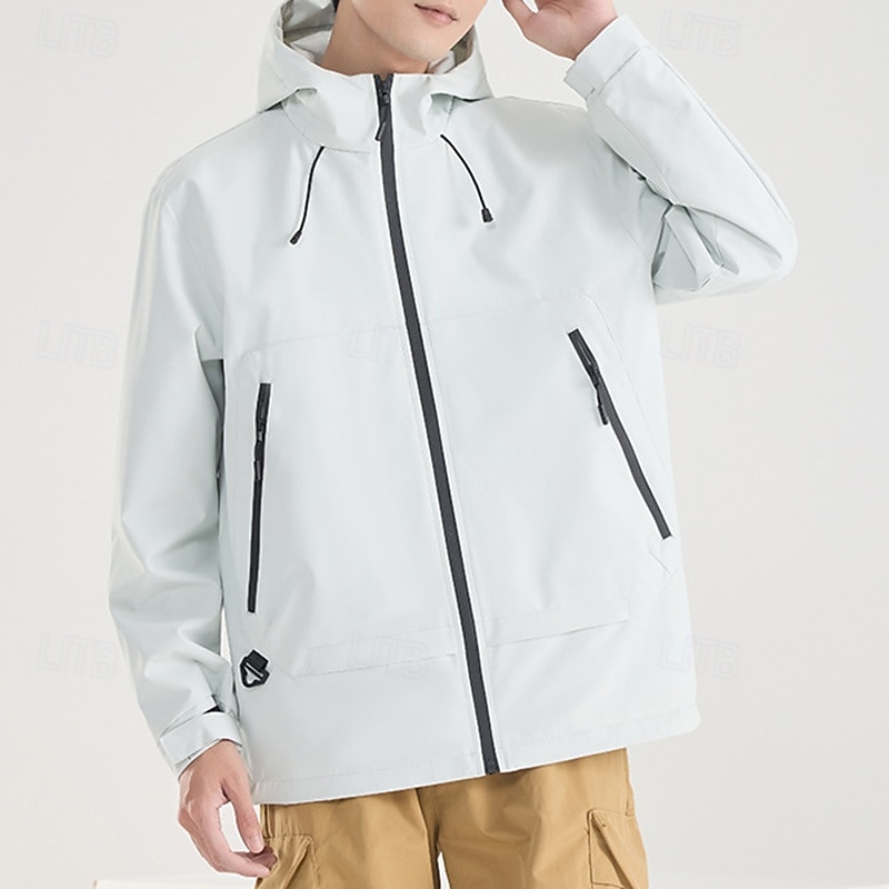 Men's Softshell Jacket Hiking Jacket Outdoor Waterproof Windproof Hiking Outfits Hiking Clothes Spring Autumn / Fall Top Camping / Hiking / Caving Running Solid Color Dark Grey Black Red