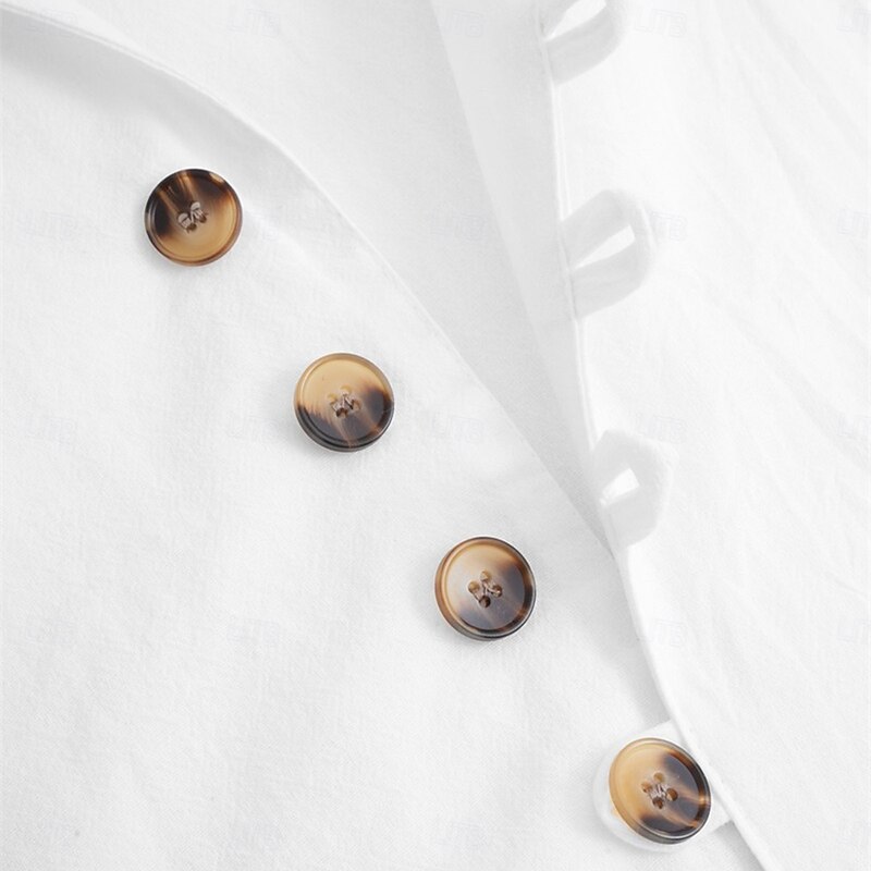 Men's Shirt Linen Shirt Summer Shirt Casual Shirt Button Up Shirt Plain Vacation Curise Black White Pink Orange Long Sleeve Mandarin Collar Summer Spring Clothing Apparel3