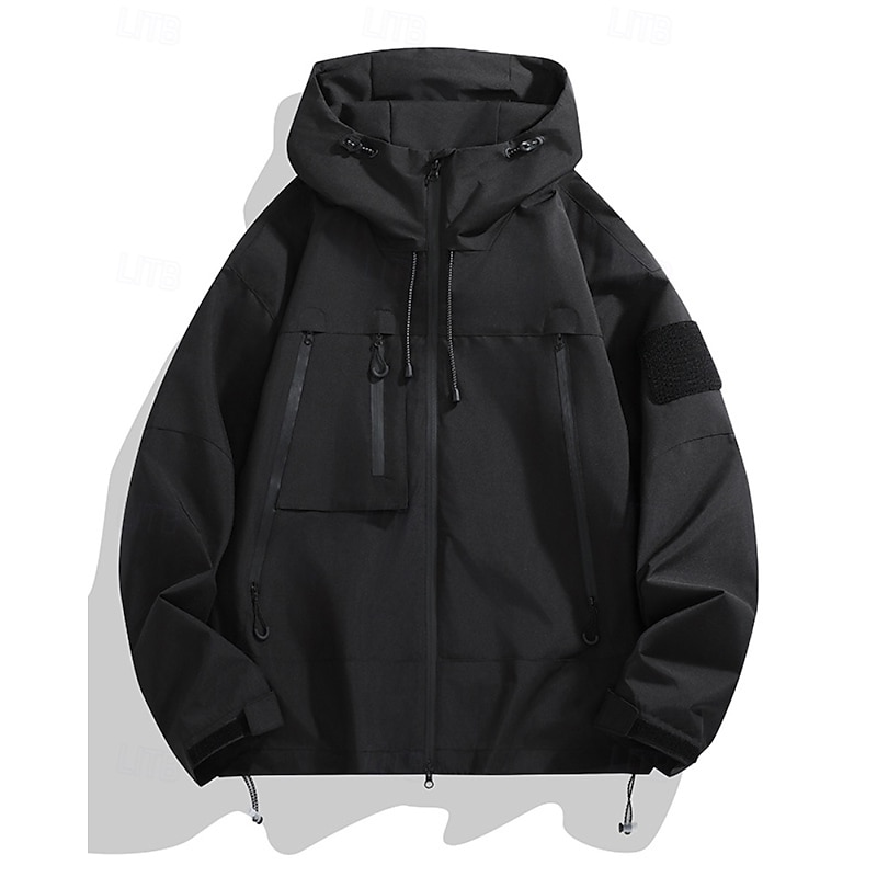 Women's Hoodie Jacket Waterproof Warm Zipper Pocket Fashion Plain Outdoor Street Daily Wear Zipper Regular Hooded Regular Fit Long Sleeve Outerwear Black White Purple Fall Winter