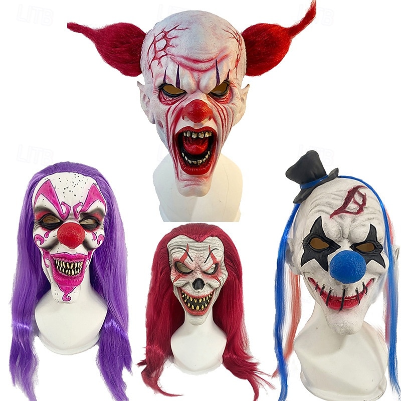 Joker Clown Halloween Mask Creepy Clowns Scary Full Head Adults' Men's Women's Halloween Carnival Performance Party Easy Halloween Costumes Dress Up
