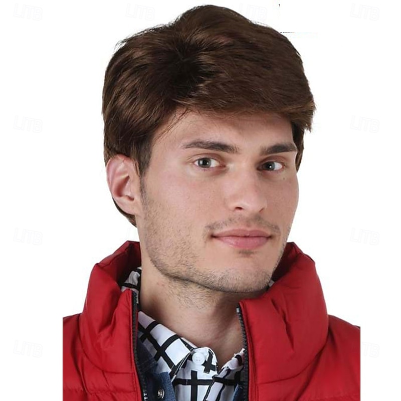 Back to the Future Marty McFly Wig – Synthetic Brown Wig for Costume, Cosplay, Halloween & Movie Night