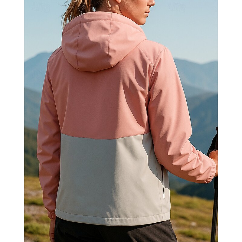 Women's Windbreaker Softshell Jacket Hiking Jacket Outdoor Waterproof Windproof Hiking Outfits Hiking Clothes Spring Autumn / Fall Top Camping / Hiking / Caving Running Patchwork Pink Purple Green2