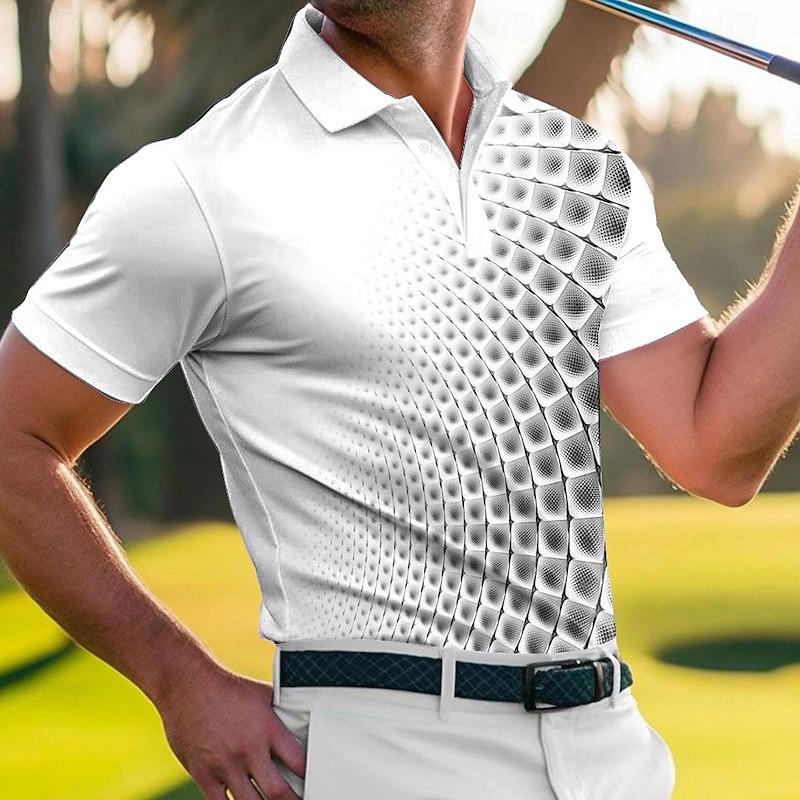 Men's Geometric Golf Polo Sports Polo Shirts Short Sleeve Polo Shirts Collared Shirts Sportswear Casual Athleisure Outdoor clothing Daily Wear Buttons Summer Red Blue Green4