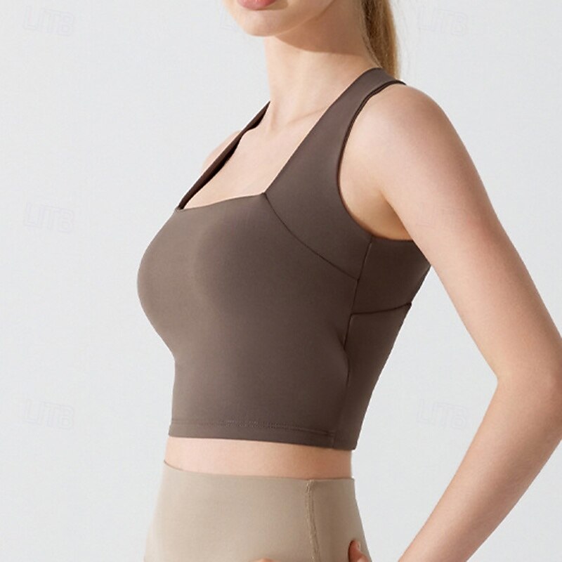 Women's Workout Tank Tops Sports Bra Underwear Medium Support Breathable Wireless Padded Solid / Plain Color Sport Activewear White Purple Gym Fitness Yoga3