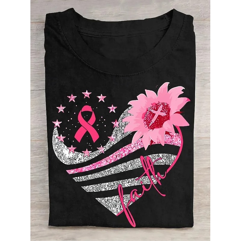 Breast Cancer Bundle In October We Wear Pink Women's T Shirt Graphic Plants Vintage Stylish Classic Short Sleeve Crew Neck Round Neck Regular Tops Daily Weekend