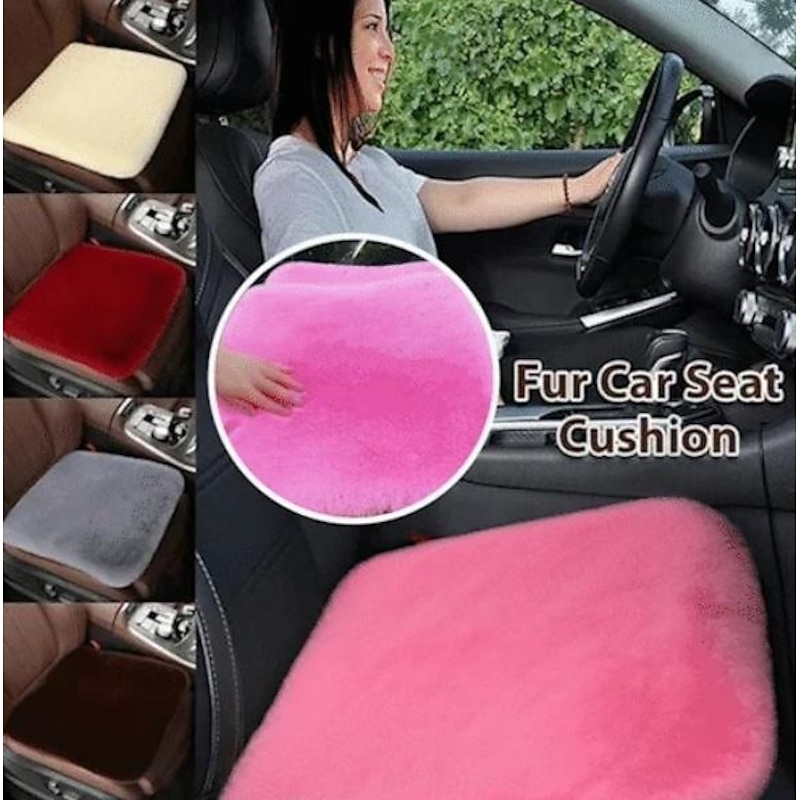 Plush Car Seat Cushion Winter Warm Fuzzy Pad Set Three Piece Non Slip Soft Thickened Faux Fur Covers for Auto Front and Rear Chairs