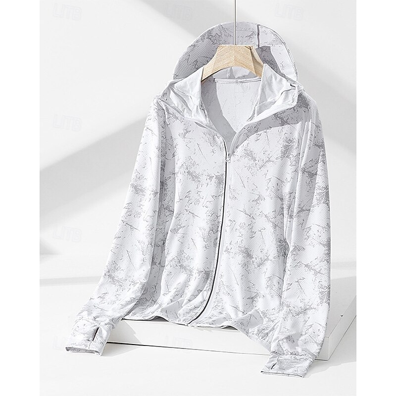 Men's Running Jacket Outdoor Jacket Hooded Jacket Long Sleeve Top Athleisure Fall Graphic Sun Protection Breathable Gym Outdoor Running Sportswear Activewear White Coffee Grey4