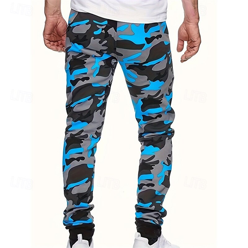 Multi Packs 2pcs Men's Yellow+Orange Sweatpants Joggers Elastic Waist Drawstring Camo / Camouflage Vacation Daily Wear Polyester Spring3