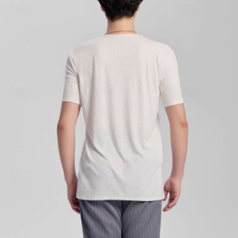 Latin Dance Top Pure Color Men's Performance Daily Wear Short Sleeve Polyester / Cotton2